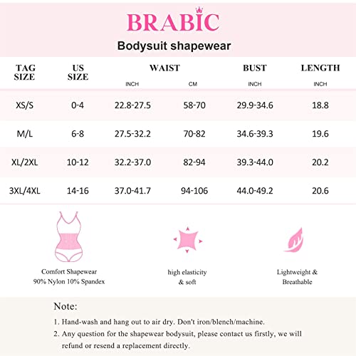 BRABIC Womens' Seamless Sleeveless V-Neck Bodysuit Shapewear Tummy Control